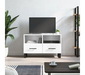 Mueble de tv | mueble de salón | mesa de tv madera contrachapada blanco brillo 80x36x50 cm cfw63461