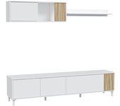 Salón mueble tv en color blanco artik y natur