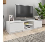 Mueble tv | mueble de salón | mesa de tv madera contrachapada blanco brillante 140x40x35,5cm cfw12449