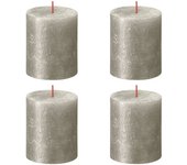Bolsius velas rústicas shimmer 4 unidades color champán 80x68 mm