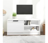 Mueble de tv | mueble de salón | mesa de tv madera contrachapada blanco brillante 80x35x36,5cm cfw11041