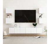 Set de 7 piezas muebles de tv | muebles de salón tv | conjunto salón madera de ingeniería blanco cfw74187