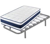 Colchón viscoelástico tresor + somier hermes con 4 patas de 25 cm | medidas: 90x180 cm