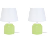 Lámpara de noche tosel mary b lt2 tela cilindro verde d16 x h24 cm