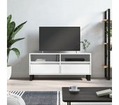 Mueble de tv | mueble de salón | mesa de tv madera contrachapada blanco brillo 100x34,5x44,5cm cfw41212