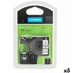 Cinta laminada para rotuladoras dymo d1 16959 12 mm x 5,5 m negro poliéster blanco (5 unidades)
