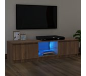 Mueble de tv | mueble de salón | mesa de tv con luces led marrón roble 120x30x35,5 cm cfw60753