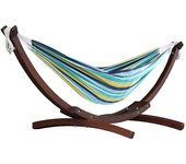 Vivere hamaca doble de algodón con soporte de pino macizo (260 cm) - cayo reef