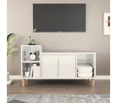 Mueble de tv | mueble de salón | mesa de tv madera contrachapada blanco brillo 100x35x55 cm cfw83481