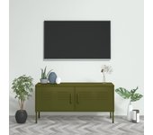 Mueble para tv | mueble de salón | mesa de tv de acero verde oliva 105x35x50 cm cfw62515