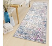 Tapiso lazur alfombra de pasillo moderno azul rosa amarillo gris crema vintage 70 x 530 cm