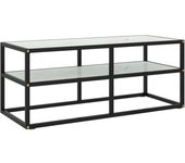 Mueble para tv | mueble de salón | mesa de tv negro con vidrio de mármol blanco 100x40x40 cm cfw77363