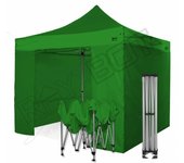 Carpa plegable 3x3 verde con laterales . aluminio 45 mm. tejido recubierto de pvc impermeable, repelente al agua de 350gm