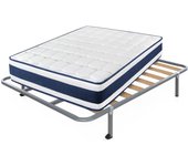 Colchón viscoelástico tresor + somier hades con 4 patas cuadradas de 25 cm | medidas: 150x200 cm