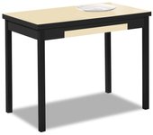 Mesa de cocina extensible 2 alas - 100x60 cm (150x60 cm) - estructura y alas color negra - tapa cristal color beig