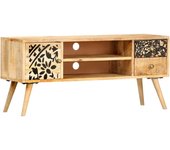 Mueble para tv | mueble de salón | mesa de tv madera maciza de mango 100x30x45 cm cfw50927