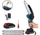 Violeworks motosierra a batería de 8 y 2,0 ah con 1 batería de 18 v y 2 cadenas (versión mejorada)