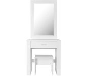 Tocador con espejos y taburete, tocador blanco con soporte para maquillaje y cajones