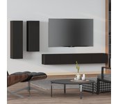 Set de 4 piezas muebles para tv | mueble de salón | mesa de tv madera contrachapada negro cfw69878