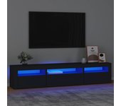 Mueble de tv | mueble de salón | mesa de tv con luces led negro 195x35x40 cm cfw67648
