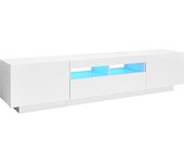 Mueble tv con luces led blanco brillo 180x35x40 cm