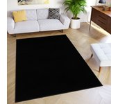 Tapiso mono alfombra de salón pelo corto interior exterior moderne negro uni oeko-tex 140 x 200 cm