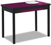 Mesa de cocina extensible 2 alas - 90x50 cm (140x50 cm) - estructura y alas color negra - tapa cristal color berengena