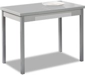 Mesa de cocina extensible 2 alas - 90x50 cm (140x50 cm) - estructura y alas color aluminio - tapa cristal color gris