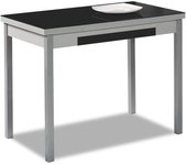 Mesa de cocina extensible 2 alas - 90x50 cm (140x50 cm) - estructura y alas color aluminio - tapa cristal color negra