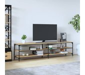 Mueble tv | mueble de salón | mesa de tv metal y madera contrachapada roble sonoma 200x30x50cm cfw91138