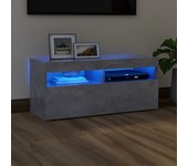 Mueble de tv | mueble de salón | mesa de tv con luces led gris hormigón 90x35x40 cm cfw27875