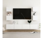 Set de 6 piezas muebles de tv | muebles de salón tv | conjunto salón madera de ingeniería blanco cfw36480