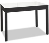 Mesa de cocina extensible de carro - 110x70 cm (170x70 cm) - estructura y extensión color negra - tapa cristal color blanca