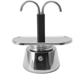 Cafetera italiana de acero inoxidable con doble cabezal de 2 tazas (100 ml)