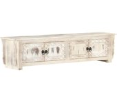 Mueble de tv | mueble de salón | mesa de tv de madera maciza de mango blanco 140x30x35 cm cfw74649
