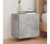2 piezas muebles de tv de pared | mueble de salón | mesa de tv madera gris hormigón 40,5x30x40 cm cfw41442