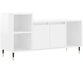 Mueble tv blanco brillo 100x35x55 cm madera contrachapada