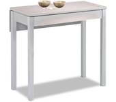 Mesa de cocina extensible 1 ala caida - 80x40 cm (80x60 cm) - estructura color aluminio - tapa y ala caida laminado color niebla