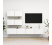 Set de 4 piezas muebles de tv | muebles de salón tv | conjunto salón madera de ingeniería blanco cfw38194