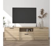 Mueble de tv | mueble de salón | mesa de tv madera contrachapada roble sonoma 140x35x40 cm cfw70219