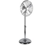 Ystadt - ventilador de pie en metal cromado ø45 cuerpo oscilante e inclinable, altura ajustable y triple velocidad de ventilación.