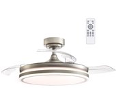 Ventilador de techo led silencioso con aspas retráctiles perla níquel cct regulable ø106cm
