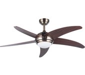 Ventilador de techo con luz y mando a distancia motor dc 6v silencioso cuero d132cm xtrelamp ragnar.