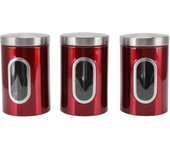 Juego de 3 cafeteras y recipientes de almacenamiento de acero inoxidable.