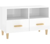 Mueble tv blanco brillo 80x36x50 cm madera contrachapada