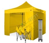 Carpa plegable 3x3 amarillo con laterales . aluminio 45 mm. tejido recubierto de pvc impermeable, repelente al agua de 350gm