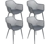 Conjunto de 4 sillas en polipropileno y metal - 57 x 51 x 84 cm - gris