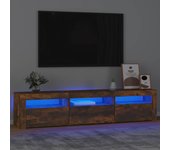 Mueble de tv | mueble de salón | armario tv con luces led color roble ahumado 180x35x40 cm cfw70044