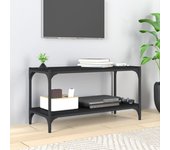 Mueble para tv | mueble de salón | mesa de tv madera contrachapada y acero negro 80x33x41 cm cfw72395