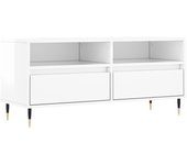 Mueble tv blanco brillo 100x34,5x44,5 cm madera contrachapada
